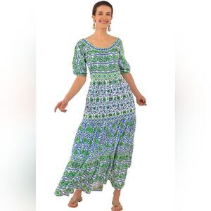 Gretchen Scott Designs Green and Blue Midi Dress